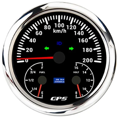 110MM 3 IN 1 Gauge GPS Speedometer 200KM/H With Fuel Level Voltmeter for Boat - Image 1 of 4
