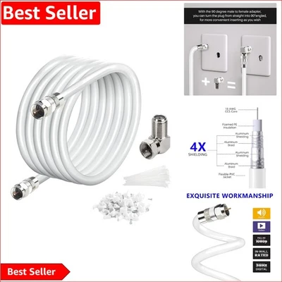 15Ft Quad Shielded RG6 Coaxial Cable – High-Speed Internet & TV Connector Set - Image 1 of 4