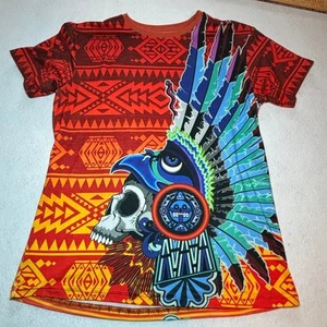 Camisa Guerrero Calavera Azteca Multicolor Pro Choice Hecha en México - Imagen 1 de 6