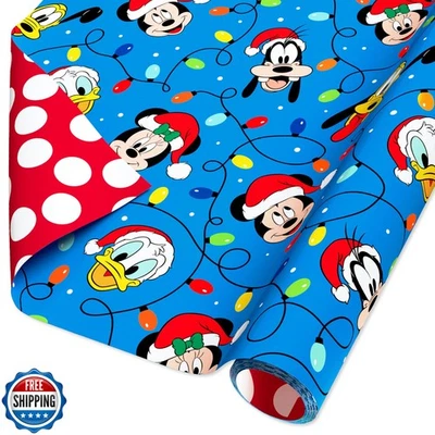 American Greetings Disney Christmas Wrapping Paper Roll with Mickey, Red and  - Image 1 of 4