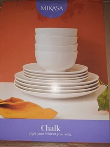 Mikasa Chalk 12-piece Porcelain Dinner Set White - Picture 1 of 4