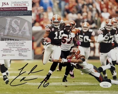 Josh Cribbs 克利夫兰布朗队签名亲笔签名 8 x 10 照片 JSA 正品证书 — 第 1/4 张图片