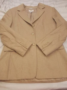 Talbots Blazer Womens Size 10 Tan Pure Camel Hair Pockets 3 Button Made in Italy - Picture 1 of 11