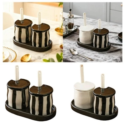 Condiment Jar Round Spice Containers Set for Countertop Kitchen Counter Home - Image 1 of 2