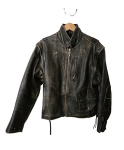Chaqueta/chaleco de cuero marrón envejecido mediano Harley Davidson Panhead vintage - Imagen 1 de 15