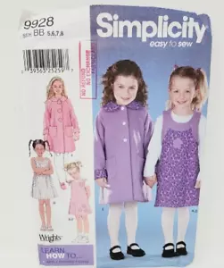 Simplicity 9928 Childs Coat Jumper Knit Top sizes 5 6 7 8 sewing pattern - Picture 1 of 3