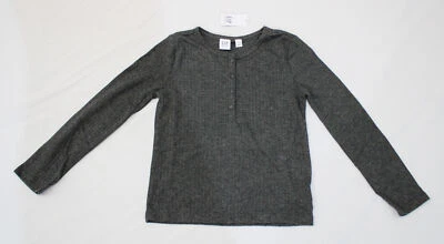 Henley LV5 Gris Pequeño Manga Larga Acanalado Cuello Redondo Calce Recto Gap Niña Nuevo con Etiquetas Foto 1 de 3