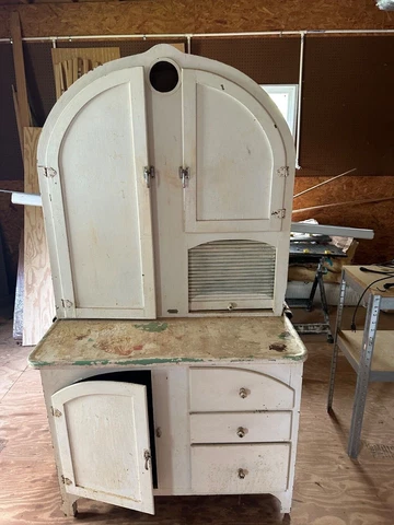 Antique Hoosier kitchen cabinet with flour bin with sifter lincoln brand Cover