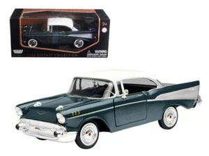 1957 Chevrolet Bel Air Green W/ White Top 1/24 Diecast Model Car Motormax 73228 - Picture 1 of 1