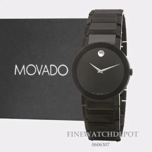 Authentic Movado Mens PVD Stainless Steel Case Black Dial Watch 0606307 - Picture 1 of 1