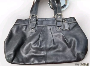 Coach Soho borsa a mano grande in pelle plissettata nera 3 scomparti F13733 - Foto 1 di 20