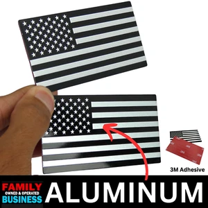 2x ALUMINIO Bandera Americana Calcomanía Adhesiva Coche, Motocicleta, Patriótico Negro/Plateado - Imagen 1 de 20