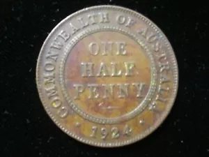 Moneda australiana de 1924 medio centavo casi 8 perlas KGV escasa (SA07) - Imagen 1 de 2