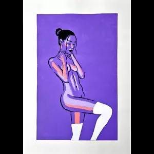 Quadro donna nuda arte erotica arte originale dipinto acrilico - Foto 1 di 5