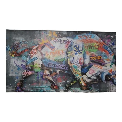 Arte de pared de vaca graffiti - Arte de pared en lienzo Banksy para dormitorio - Animal abstracto... Foto 1 de 4