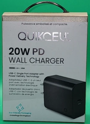 Quickcell USB-C Type Single Wall Charger - Factory Sealed - 20W PD - Black - Image 1 of 4