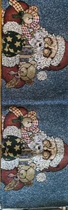 "Papá Noel y osos de peluche tapiz azul Tablerunner 11-1/2"" x 70""" - Imagen 1 de 2