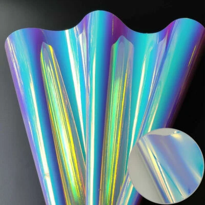 Holographic Jelly PU Leather Fabric Rainbow For Sewing Bag Clothing Material DIY - Image 1 of 4