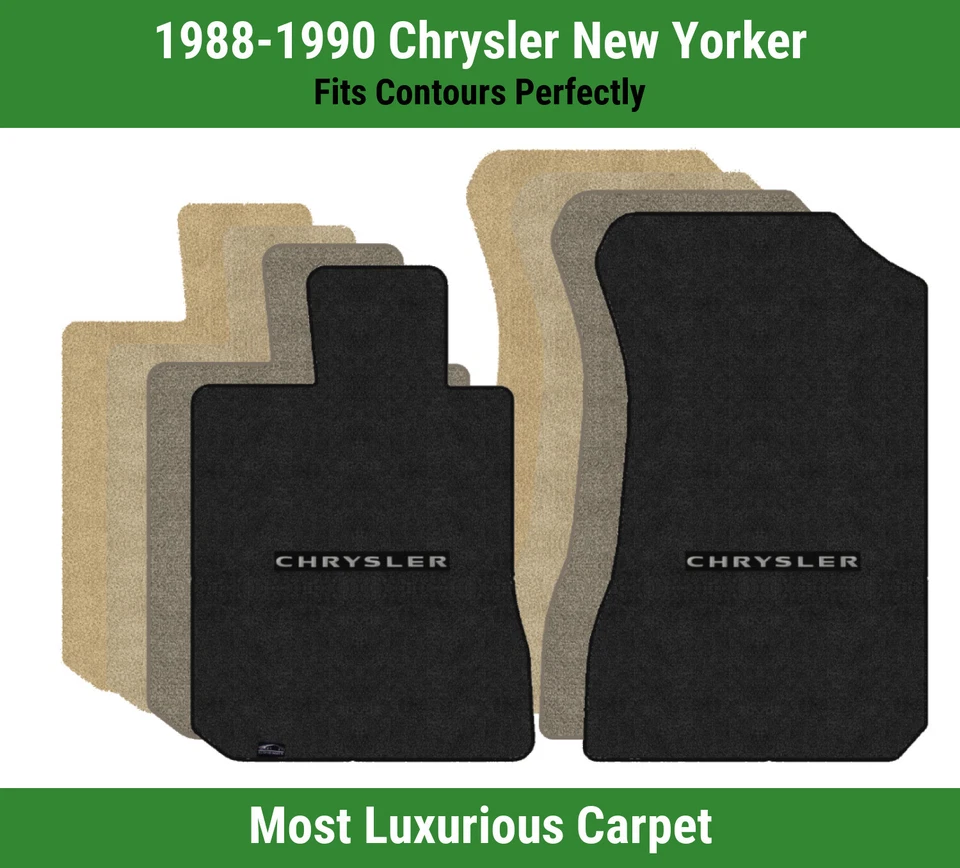 Alfombrillas delanteras Lloyd Luxe para Chrysler New Yorker '88-90 con Chrysler plateado sobre negro Foto 1 de 4