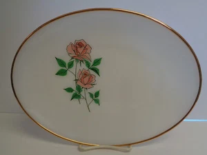 Vintage Fire-King Anniversary Rose Milk Glass Serving Platter Anchor Hocking - Picture 1 of 1