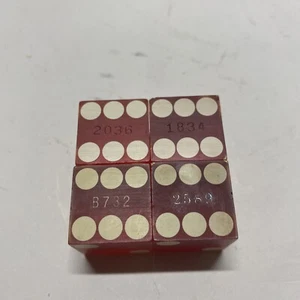 Plaza Las Vegas 50s Dice red and white Numbered And Punched Set 4 - Picture 1 of 3