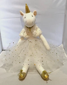 FAO SCHWARZ UNICORN BALLERINA WHITE WITH GOLD TRIM PLUSH - Picture 1 of 8