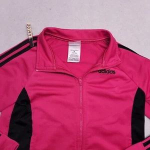 Adidas Long Sleeve Full Zip Outdoor Jacket Girls Size Medium M Pink Black - Picture 1 of 11