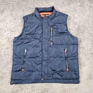 Orvis Vest Mens Large Blue Goose Down Puffer Snap Front Quilted Pockets Outdoors - Picture 1 of 10