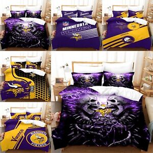 Minnesota Vikings 3Pcs Bedding Set Soft Duvet Cover Comforter Cover Pillowcases