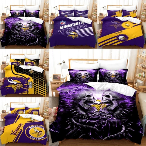 Minnesota Vikings 3Pcs Bedding Set Soft Duvet Cover Comforter Cover Pillowcases Cover