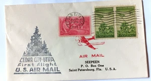 1946 CEDAR CITY UTAH first flight air mail COVER - Picture 1 of 1