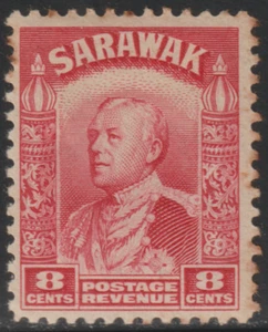 (SK102)SARAWAK 1941 C.V. BROOKE WILKINSON COLOUR CHANGE 8c CARMINE MH CAT RM35 - Picture 1 of 2
