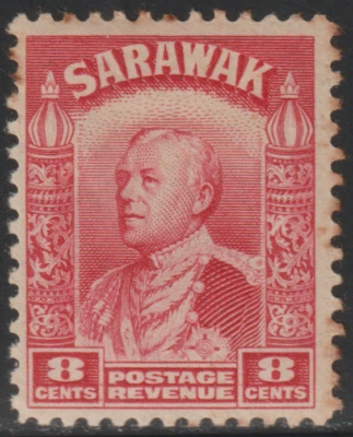 (SK102)SARAWAK 1941 C.V. BROOKE WILKINSON COLOUR CHANGE 8c CARMINE MH CAT RM35 - Image 1 of 2