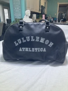 Vintage Lululemon Athletic Black Pu Leather Gym Duffle Sports Bag Rare Purse 🔥 - Picture 1 of 9
