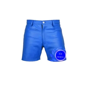 Herren Biker Jeans Kurz Echt Blau Rindsleder Elegant Und Sexy 501 Style Kurz Neu - Bild 1 von 4