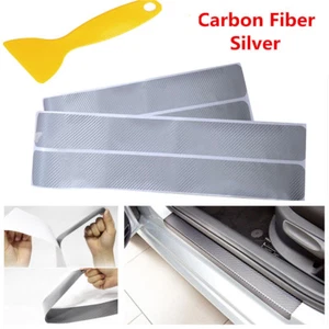 4pcs Car Door Sill Scuff Carbon Fiber Stickers Welcome Pedal Protect Accessories - Imagen 1 de 3
