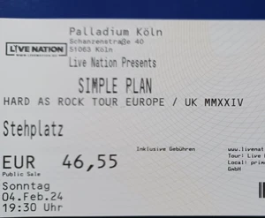 1-4x Simple Plan Tickets Köln 04.02.2024 Stehplatz Karten Palladium - Bild 1 von 1
