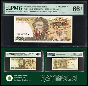 POLEN 500 ZLOTYCH 1979 P-145s2 PMG 66 GEM UNC EPQ "EXEMPLAR" 0257 RAR - Bild 1 von 4