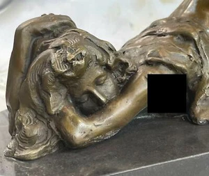 100% Hot Cast Bronze on Marble Base Nude Erotic Girl on Knees Lesbian Art Preiss - Picture 1 of 5