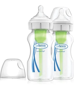2 Dr Brown's Baby Bottle Anti-Colic Wide Neck Baby Bottles 270ml Pack of 2 - Picture 1 of 6