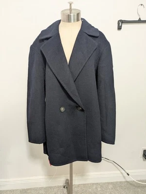 NWT Vince Womens Wool-Blend Car Coat Oversized Jacket Sz L LARGE Blue MFRP $595 - Image 1 of 4