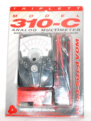 复古 Triplett 型号 310-C 模拟万用表 600V 交流电/直流 VOM 带引线 - 全新 — 第 1/4 张图片