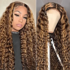 Ombre Highlight Deep Wave Lace Front Wigs Human Hair Glueless Wigs Pre Plucke... - Picture 1 of 6