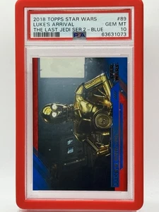 2018 Topps star Wars Luke's Arrival The Last Jedi Series 2 Blue #89 PSA 10 POP 1 - Picture 1 of 4