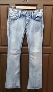 Rock Revival "Raven" Boot Jeans Size 27 Light Wash Denim Pants Studded - Picture 1 of 11