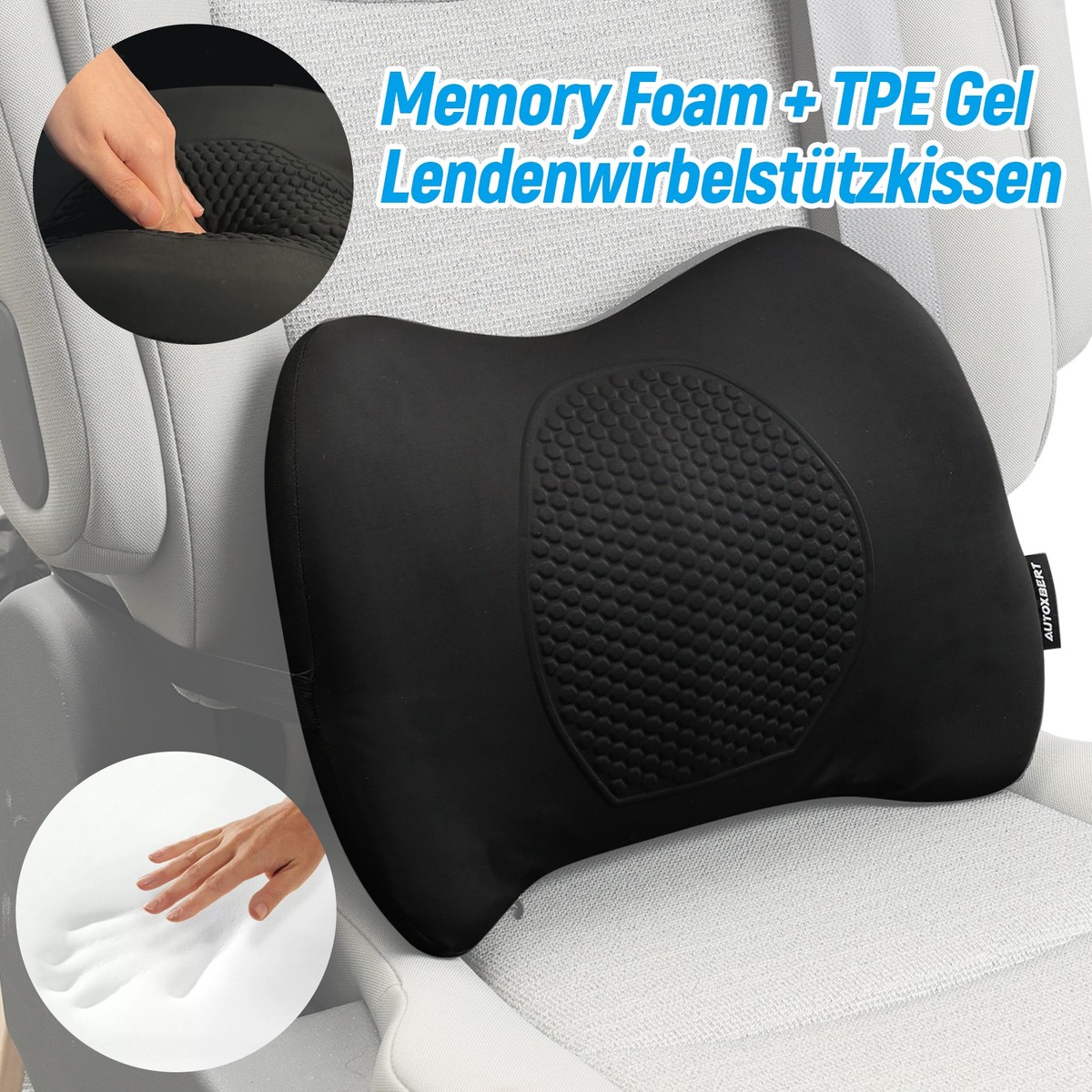 KATLKIU Lendenkissen Memory Foam - Ergonomische Rückenstütze Für Büro & Auto