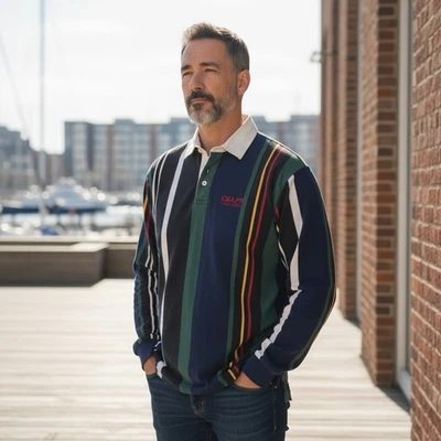 Vintage Chaps Ralph Lauren Rugby Shirt Mens Medium Multicolor Striped Cotton - Image 1 of 4