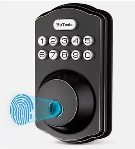 HUTOOLS KS02 BIOMETRIC ELECTRONIC KEYLESS DEADBOLT LOCK - OIL RUBBED BRONZE - Picture 1 of 4