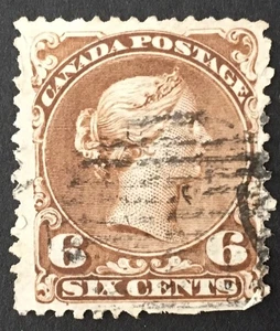 Canada Queen Victoria 1868 VFU 6c Stamp Light Hinged - Picture 1 of 2