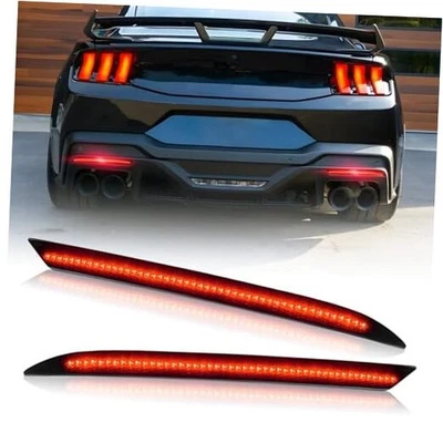 Отражатель заднего бампера для Fo-rd Mustang 2018-2025, красный светодиодный тормозной задний фонарь  - Изображение 1 из 4